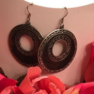 Black/ Silver long earrings